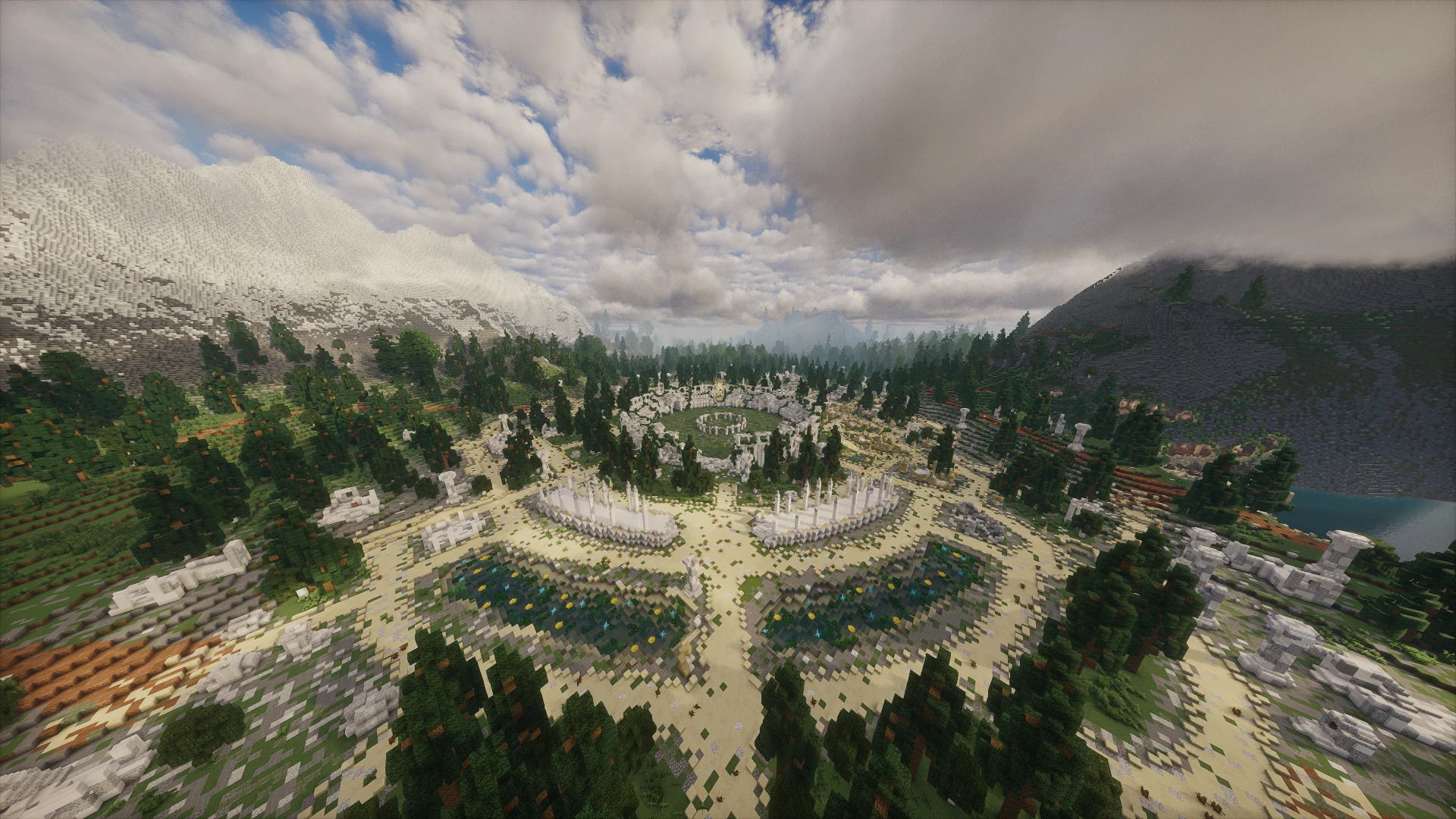 Vista de los lobbies de espera entre montañas